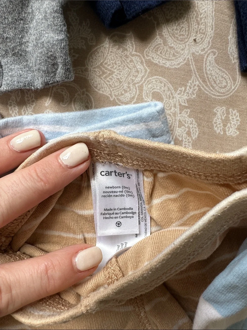 Carter's Neutral Beige and Light Blue Baby Knit Pants